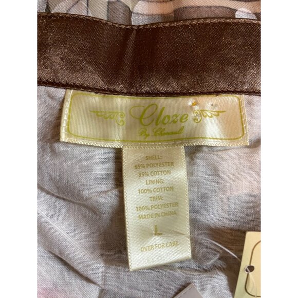 Cloze Chenault Boho Babydoll Blouse L Brown Red Sheer Geometric Whimsical Indie - Picture 5 of 6